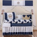 Ver imagem 1 de Kit Protetor Berço Trança Coroa Menino Azul 11 Peças