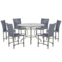 Ver imagem 1 de Mesa Ascoli 120 Cm com 6 Cadeiras Cannes de Alumínio, Pintura Fendi e Trama Tela de Corda Náutica