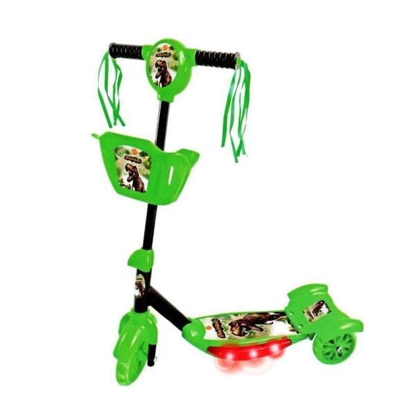 Patinete 3 Rodas Musical Com Cesta Dinossauro - Dm Toys - 1