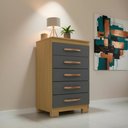 Ver imagem 2 de Cômoda 5 Gavetas Compacta para Quarto Carvalho Grafite