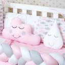 Ver imagem 2 de Kit Berço Americano Trançado Nuvem 11 Peças Bordado Rosa