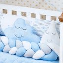 Ver imagem 3 de Kit Protetor Berço Nuvem Trança Rosa Menina 11 Peças