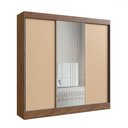 Ver imagem 1 de Guarda-roupa Casal Michigan 3 Portas 4 Gavetas 100% Mdf com Espelho Castanho/nude - Doripel Móveis