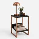 Ver imagem 2 de Mesa Cabeceira de Cama Criado Industrial Base de Ferro Cobre Tampo Preto