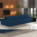 Ver imagem 2 de Sofá Ilha Modular para Sala 392cm com Puff Dublin K01 Veludo Azul Marinho e Sintético Preto - Lyam D