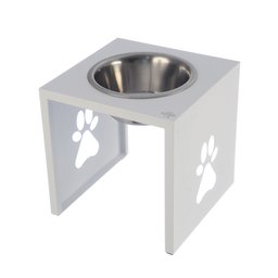 Comedouro Elevado Individual Cão Porte G Branco - 1