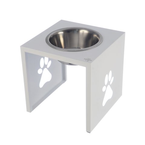 Comedouro Elevado Individual Cão Porte G Branco