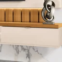 Ver imagem 6 de Painel para TV 70 pol Ripado com Bancada Suspensa Luzzi B01 Off White Cinamomo - Lyam Decor