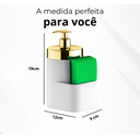 Ver imagem 2 de Porta Detergente Dispenser Pia Eleganza Luxo Branco - Dourado