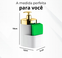 Ver imagem 2 de Porta Detergente Dispenser Pia Eleganza Luxo Branco - Dourado