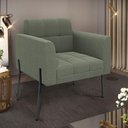 Ver imagem 3 de Poltrona Sala de Estar Pé de Ferro Preto Elisa Bouclê D03 Verde Pistache