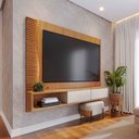 Ver imagem 3 de Painel Tv 65 Pol 180cm Bancada Suspensa Ripado Manacá C04 - D'Rossi Cor Freijó e Off White Matte