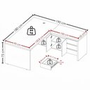Ver imagem 3 de Mesa Escritorio 3 Gavetas 2 Portas em L 190x180 cm e Armario 2 Portas 160x77 cm Freijo Branco Artany