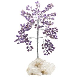 Árvore Grande de Pedras Naturais Cristais Ametista e Quartzo Transparente 30cm - 1 Árvore Grande de Pedras Naturais Cristais Ametista e Quartzo Transparente 30cm - 1