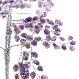 Árvore Grande de Pedras Naturais Cristais Ametista e Quartzo Transparente 30cm - 2 Árvore Grande de Pedras Naturais Cristais Ametista e Quartzo Transparente 30cm - 2