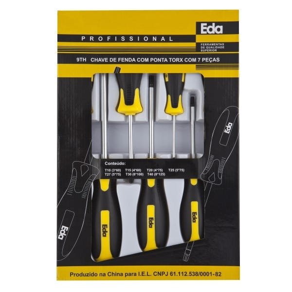 Kit Jogo De Chave Torx Cabo Emborrachado T10 A T40 9Th Eda - 3