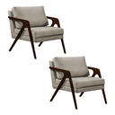 Ver imagem 1 de Conjunto 2 Poltronas Sala de Estar Monique Madeira Castanho Cor: Bege Veludo