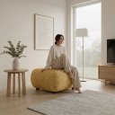 Ver imagem 3 de Puff Sala KIT2 Orgânico Nara 60 cm Base Fixa Decorativo Napoli D03 - D'Rossi