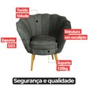 Ver imagem 6 de Poltrona Sala Decorativa Pétala Cinza Pés Palito Castanho