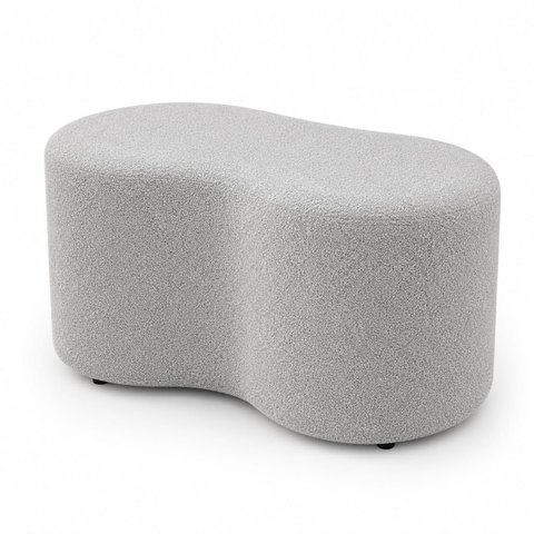 Puff Orgânico Feijão 80cm para Sala e Quarto Bouclé Cinza
