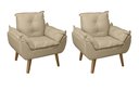 Ver imagem 1 de Kit 2 Poltronas Decorativas Opala Suede Bege Linho Smf Decor