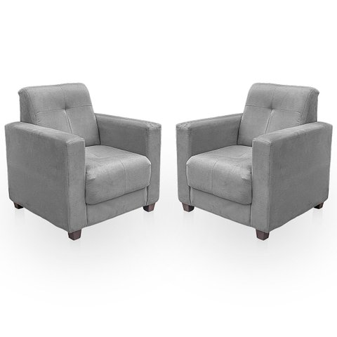 Kit Poltrona Cadeira para Sala Confortável Reforçada Veneza Suede