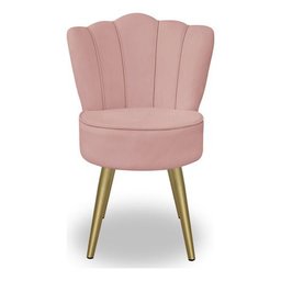 Kit 4 Cadeiras de Jantar Pétala com Pés em Aço Dourado Veludo Rosa Claro Bz Home Decor - 2