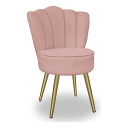 Kit 4 Cadeiras de Jantar Pétala com Pés em Aço Dourado Veludo Rosa Claro Bz Home Decor - 6