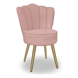 Kit 4 Cadeiras de Jantar Pétala com Pés em Aço Dourado Veludo Rosa Claro Bz Home Decor - 4