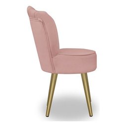 Kit 4 Cadeiras de Jantar Pétala com Pés em Aço Dourado Veludo Rosa Claro Bz Home Decor - 3