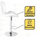 Ver imagem 4 de Kit 06 Banquetas Slim Estofada Giratória com Regulagem de Altura - Branco