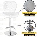 Ver imagem 2 de Kit 06 Banquetas Slim Estofada Giratória com Regulagem de Altura - Branco