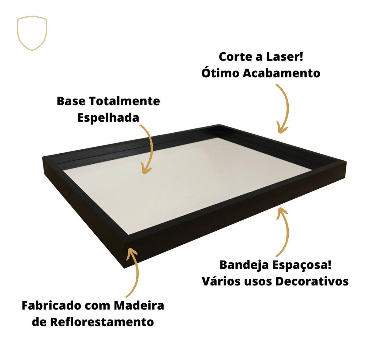 Bandeja com Vidro Grande Preta Chique Moderna Cantinho Bebida Elegante:tabaco Escuro - 4