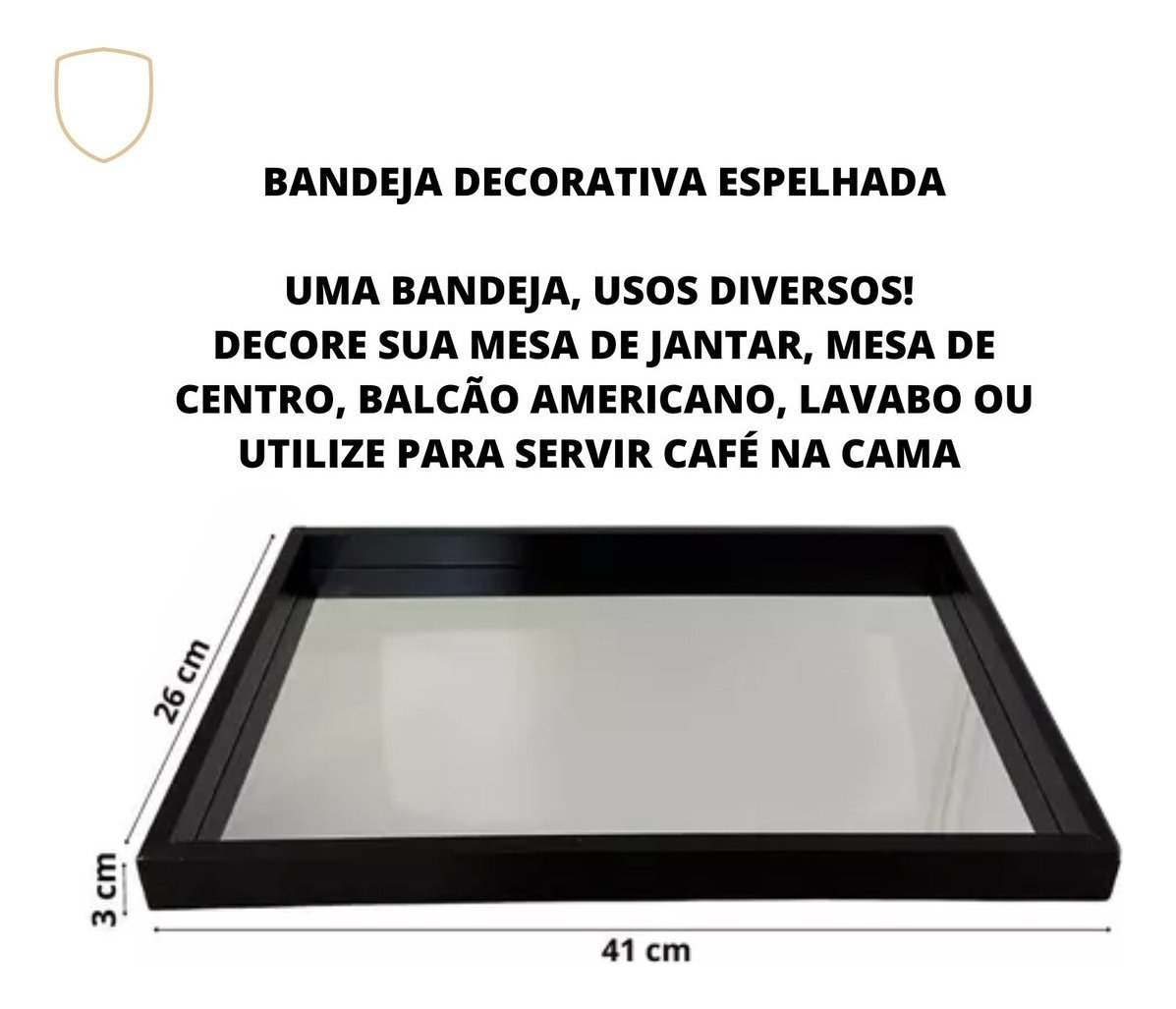 Bandeja com Vidro Grande Preta Chique Moderna Cantinho Bebida Elegante:tabaco Escuro - 3