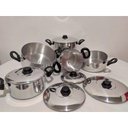 Ver imagem 4 de Jogo Conjunto Panelas 5 Pçs Alumínio Grosso Brilho Espelhado