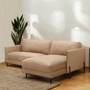 Ver imagem 1 de Sofá Decorativo Karine 3 Lugares Sala de Estar 230cm com Chaise Pés em Aço Couro Nude G88 - Gran Bel