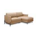 Ver imagem 2 de Sofá Decorativo Karine 3 Lugares Sala de Estar 230cm com Chaise Pés em Aço Couro Nude G88 - Gran Bel