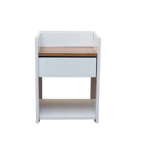 Mesa de Cabeceira com Gaveta - Branco / Madeirado