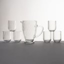 Ver imagem 1 de Conjunto Jarra 1,2l com 6 Copos 260ml Vidro Canelado Portina Casa - Prisma Jogo Jarra 1,2l e 6 Copos