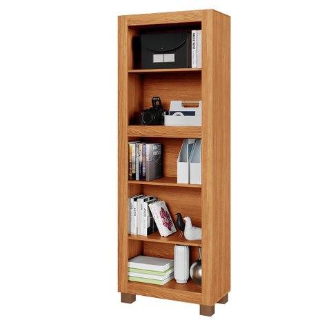 Estante para Livros Multiuso 4 Prateleiras Dubai Arte Móveis Cinamomo/Off White