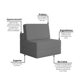 Sofá Cama à Vácuo 1 Lugar Linha Modular Flip Magic - 8