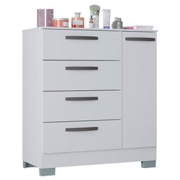Cômoda 868 4 Gavetas e 1 Porta Branco Brilho - Poquema - 1