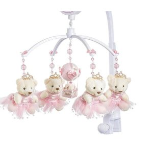 Móbile para berço musical e giratório Ursa Princesa Rosa