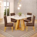 Ver imagem 7 de Mesa Jantar Kiara e 4 Cadeiras Yasmin Cedro Veludo Moca Dj Moveis