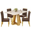Ver imagem 1 de Mesa Jantar Kiara e 4 Cadeiras Yasmin Cedro Veludo Moca Dj Moveis