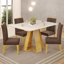 Ver imagem 2 de Mesa Jantar Kiara e 4 Cadeiras Yasmin Cedro Veludo Moca Dj Moveis