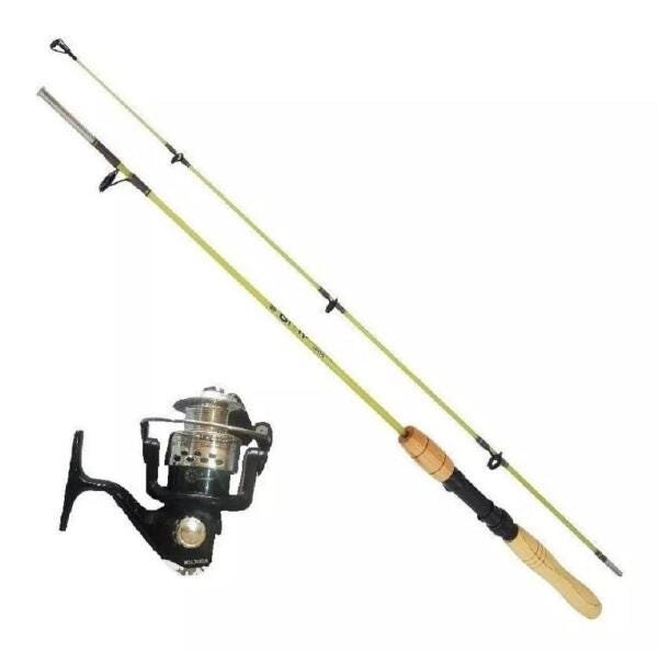 Conjunto Pesca Molinete 5000 6 Rolamentos Vara Piau 1,30m - 1