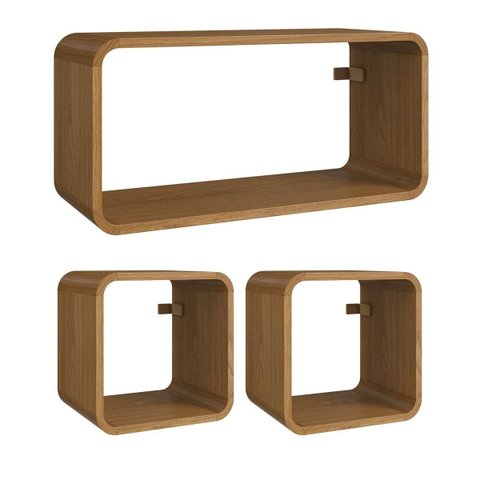 Conjunto 3 Nichos Linha Curve 62,5X24cm Carvalho Xingu