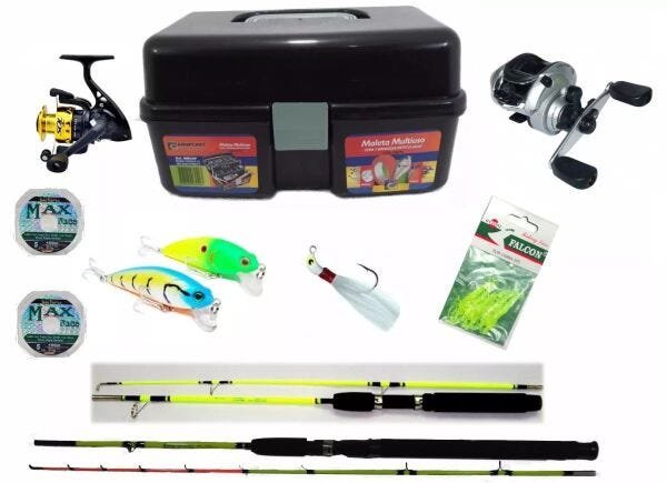Kit Tucunaré Traira Varas Carretilha Molinete Linha Direita - 1