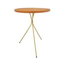 Ver imagem 2 de Mesa Lateral Redonda Bistrô Pé Palito Apoio Sofá Decoração 45 x 45cm Nozes / Dourado